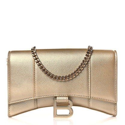 Balenciaga Metallic Grained Calfskin Hourglass Chain Bag Light Gold 1 of 8