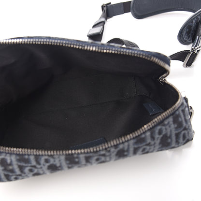 Christian Dior HOMME Oblique Jacquard Safari Messenger Navy Blue 4 of 10