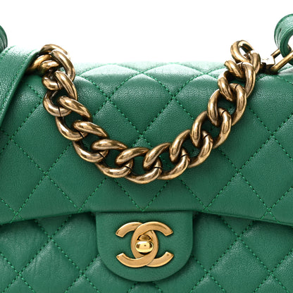 Chanel Shiny Sheepskin Quilted Mini Trapezio Flap Green 8 of 11