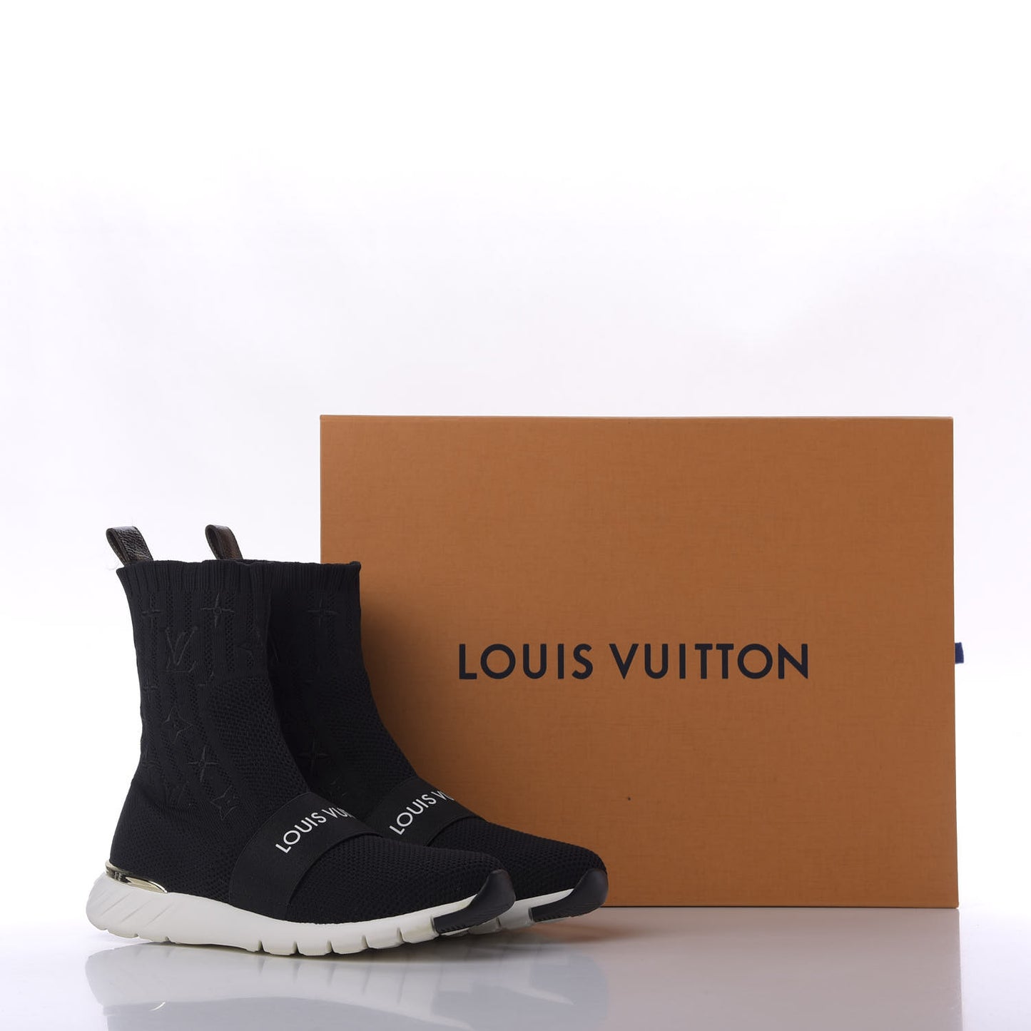Monogram Stretch Fabric Aftergame Sneaker Boots 35.5 Black