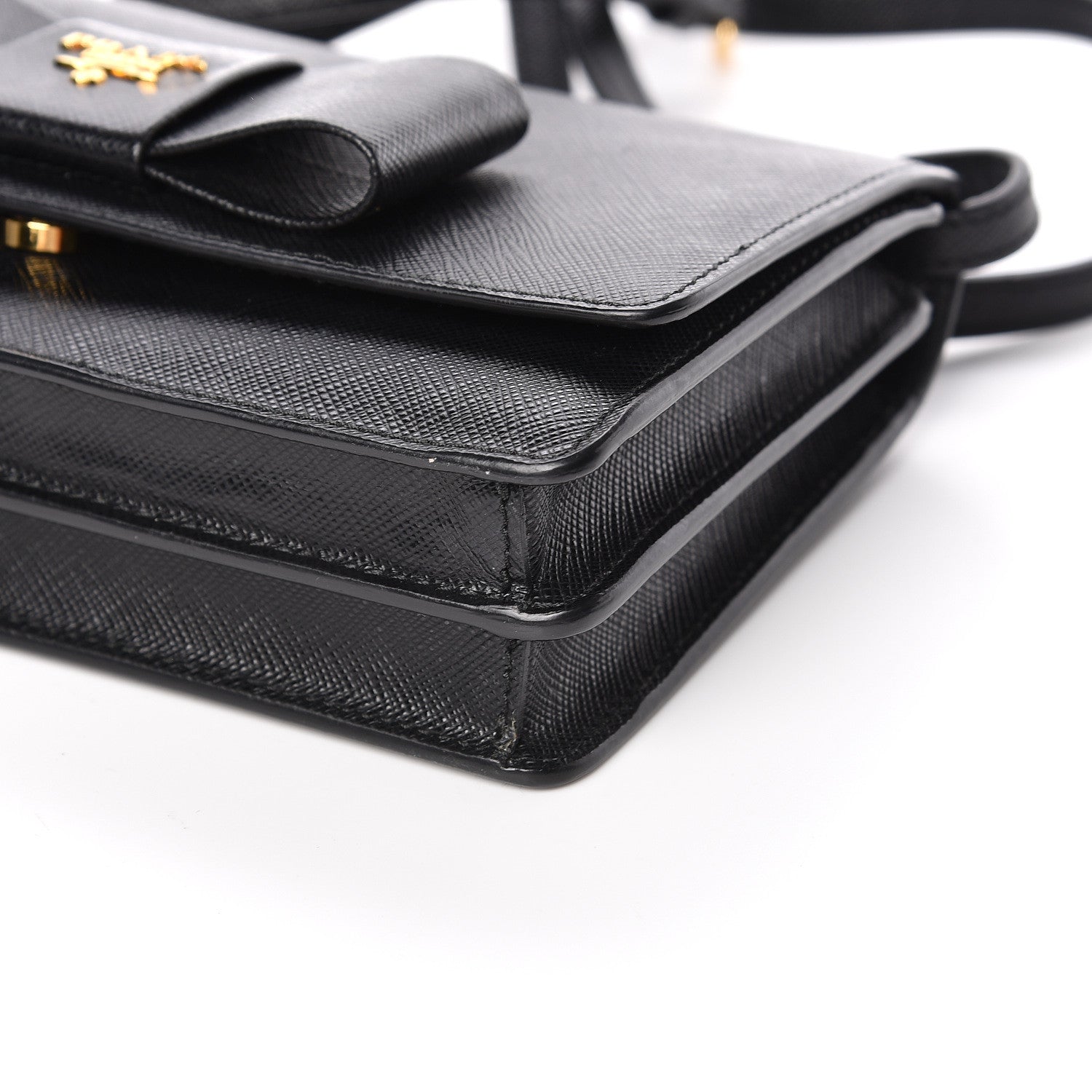 Prada Saffiano Bow Flap Wallet Black 8 of 9