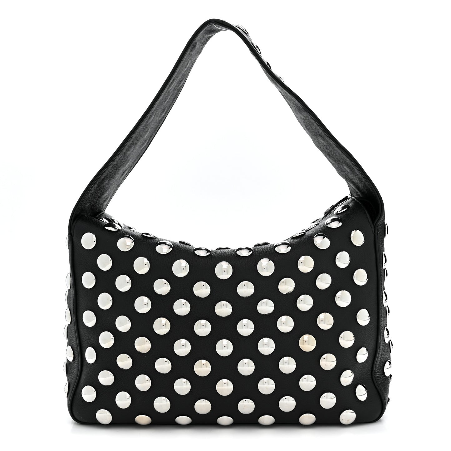 Pebbled Sport Calfskin Studded Elena Black