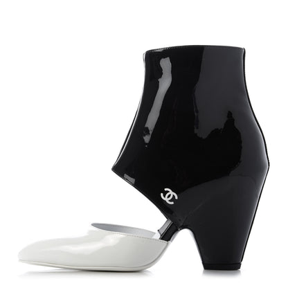 Chanel Patent Calfskin Pumps 36 Black White 1 of 10