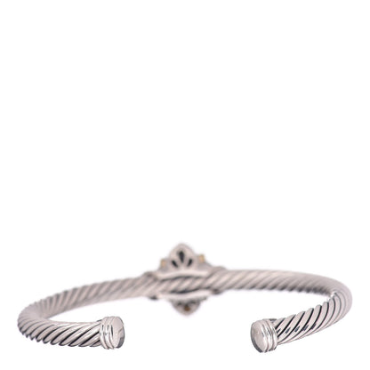 David Yurman Sterling Silver 18K Yellow Gold Black Onyx Ruby Quatrefoil Cable Bracelet 3 of 5