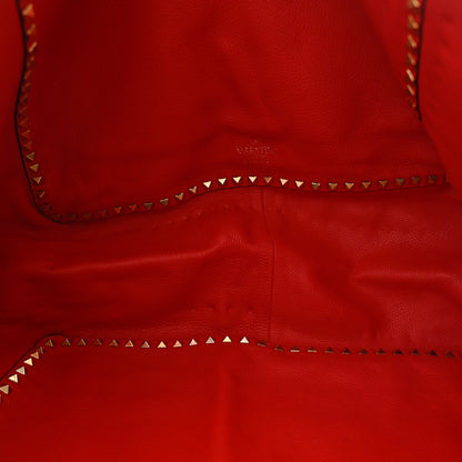 Valentino Garavani Pebbled Calfskin Medium Rockstud Reversible Tote Light Cuir Rosso Valentino 8 of 15