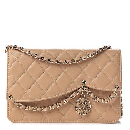 Chanel Lambskin Quilted Chain Infinity Wallet On Chain WOC Light Beige 1 of 11