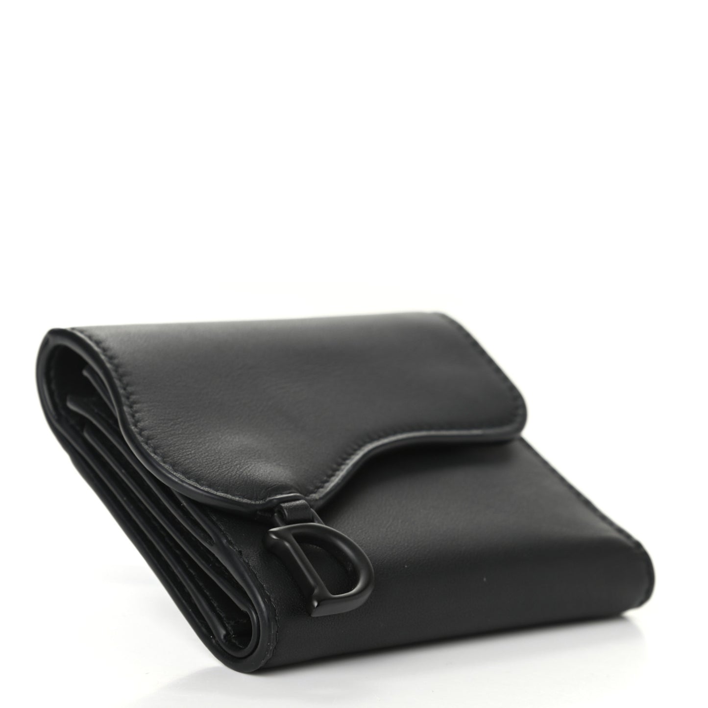 Ultra Matte Calfskin Saddle Lotus Wallet Black