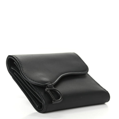 Christian Dior Ultra Matte Calfskin Saddle Lotus Wallet Black 4 of 6