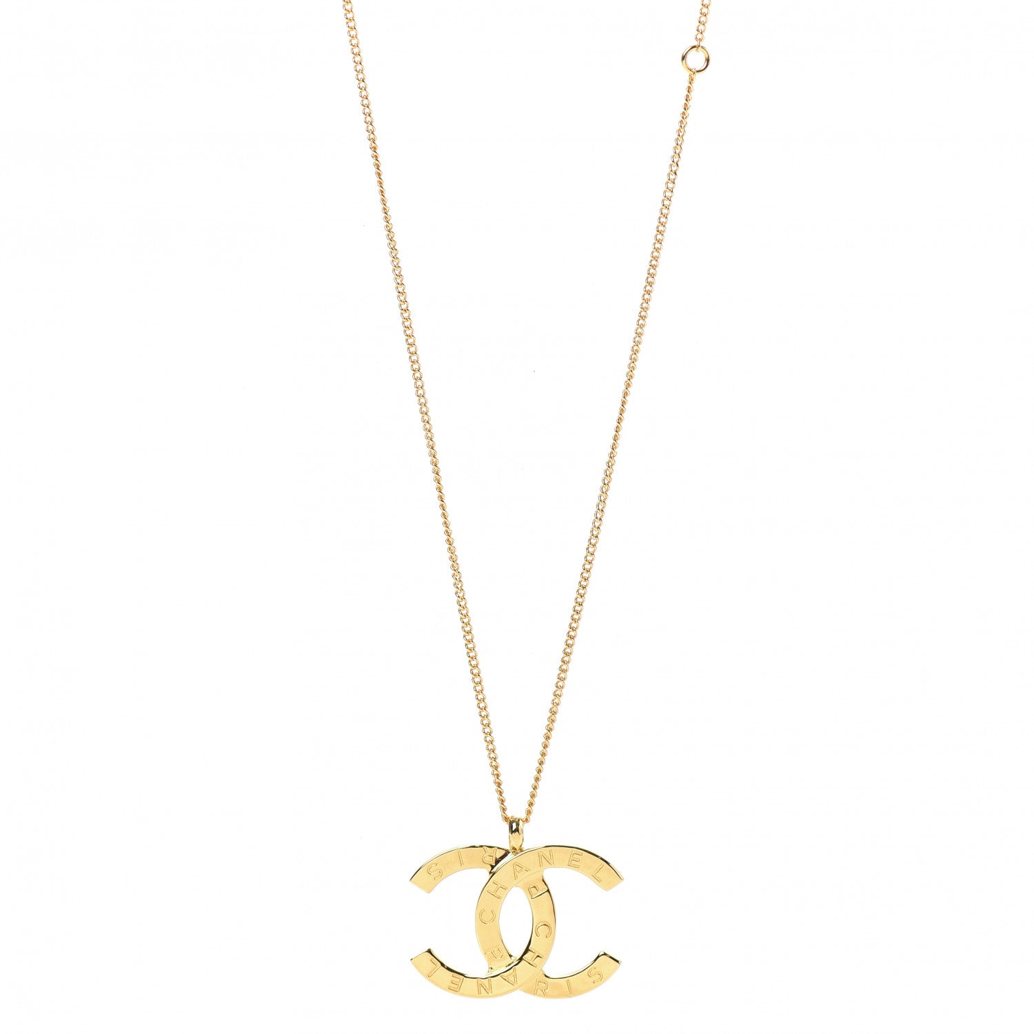 Chanel Metal CC Paris Button Necklace Gold 1 of 6