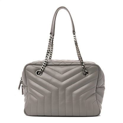 Saint Laurent Calfskin Y Quilted Monogram Medium Loulou Bowling Bag Light Grey 1 of 15