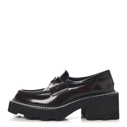 Louis Vuitton Glazed Calfskin LV Beaubourg Loafer 38 Bordeaux Red 1 of 9