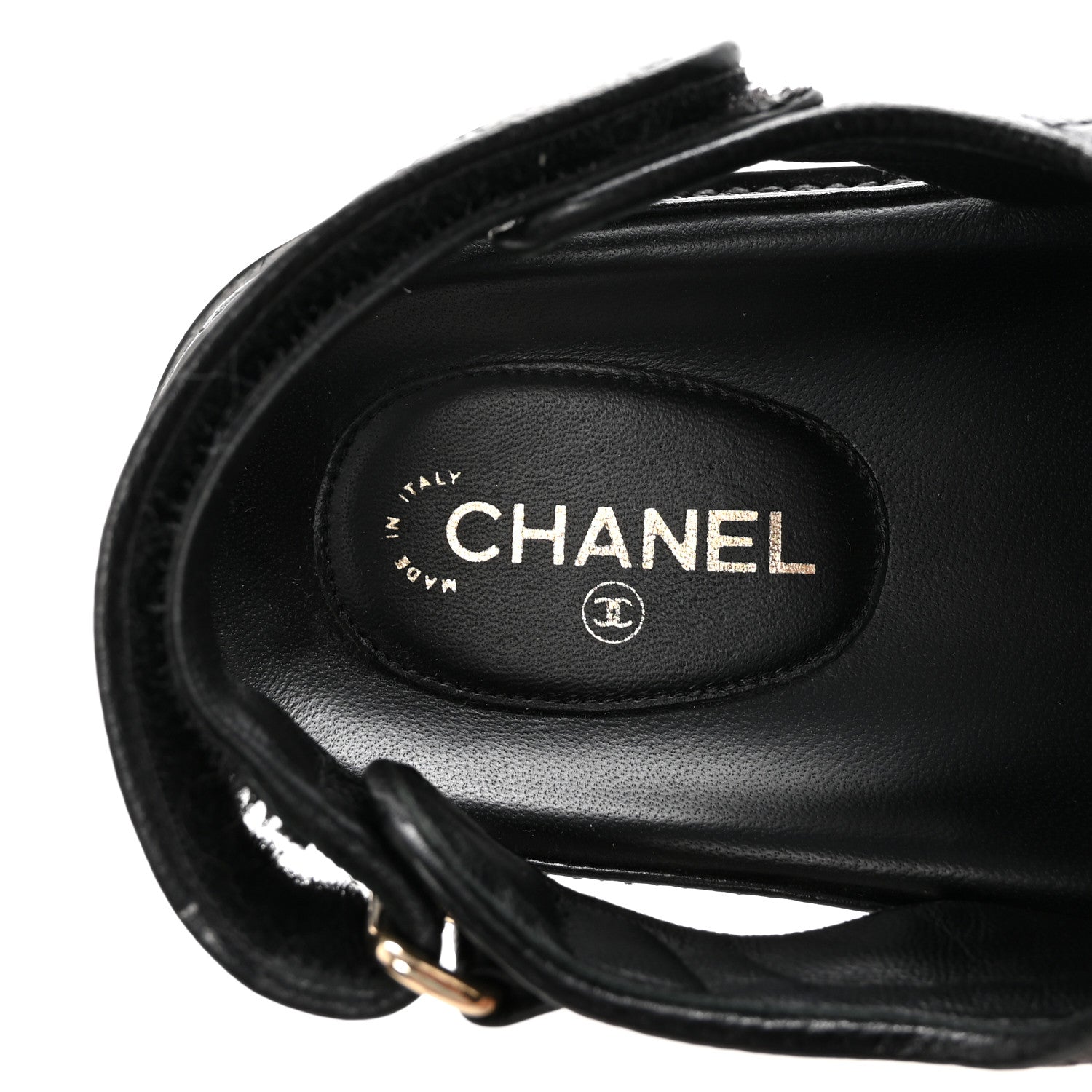 Chanel Grained Calfskin Velcro Dad Sandals 38.5 Black 8 of 10