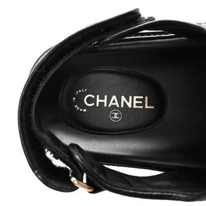 Chanel Grained Calfskin Velcro Dad Sandals 38.5 Black 8 of 10