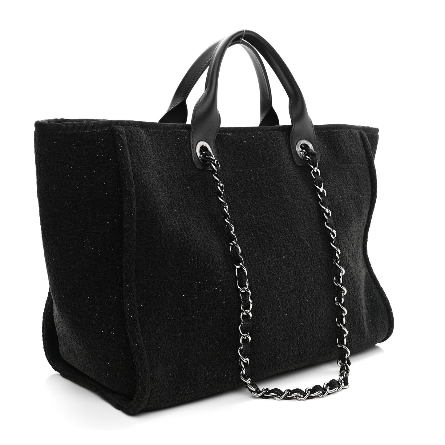 Lurex Boucle Medium Deauville Tote Black