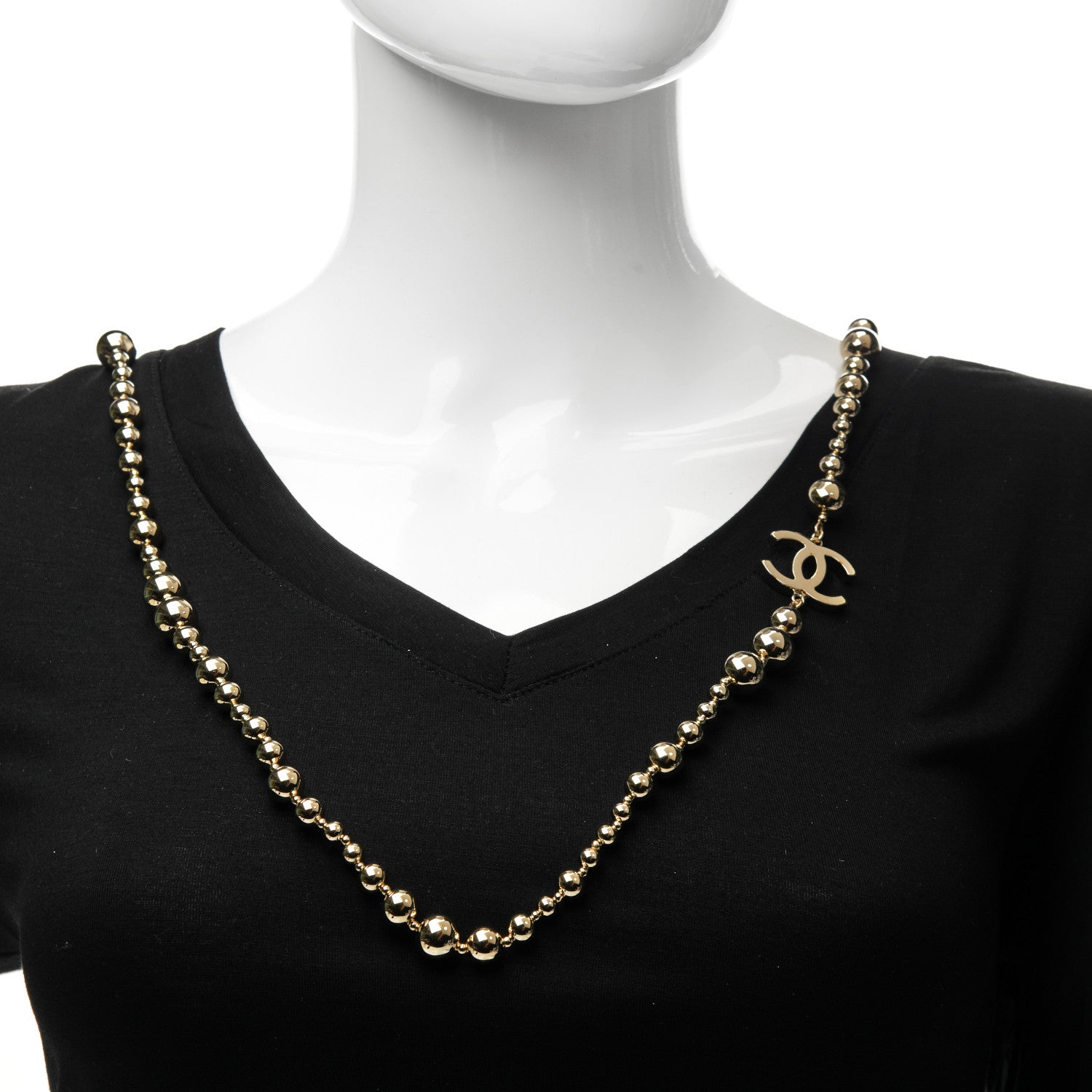 Chanel Metal Bead CC Long Necklace Gold 2 of 5