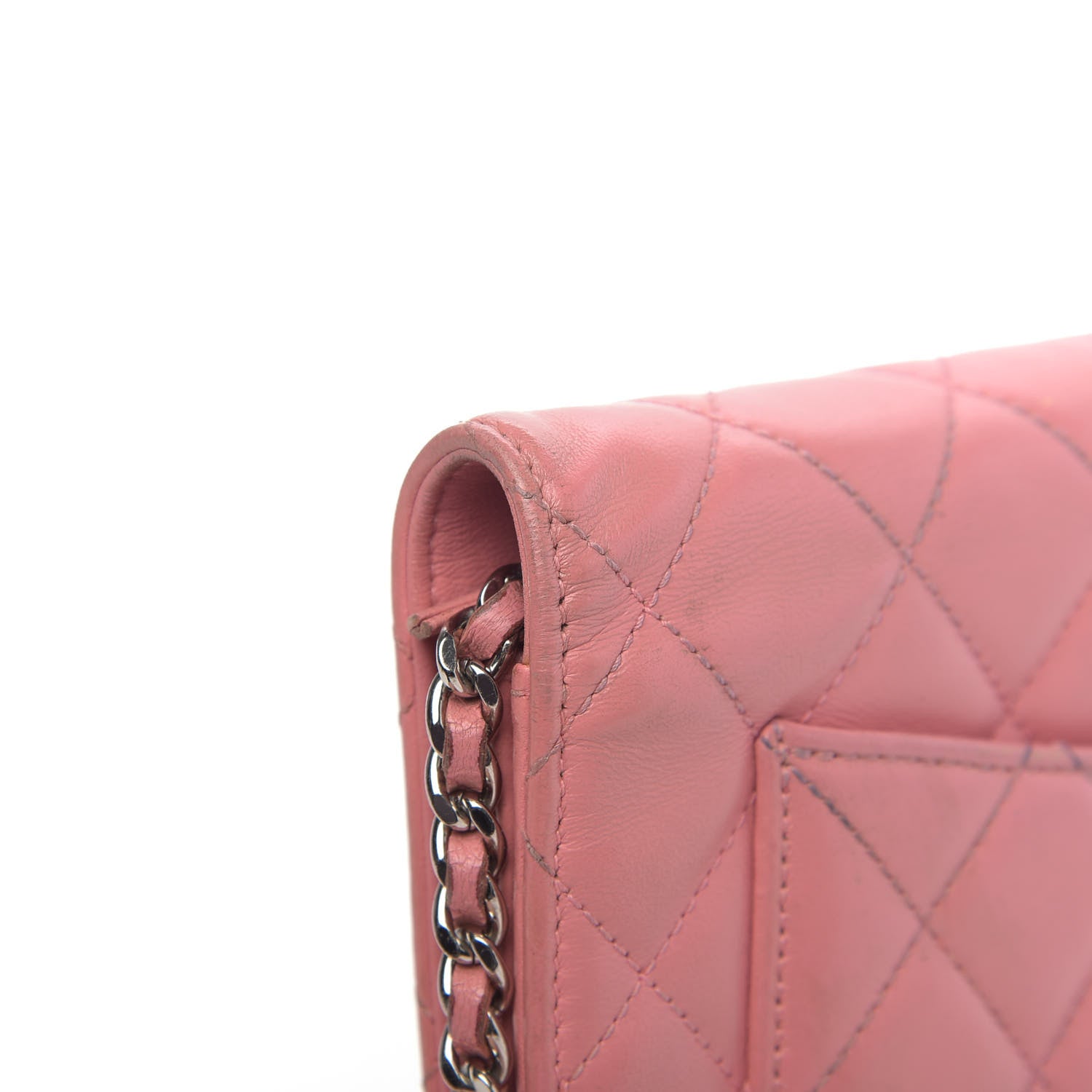 Chanel Lambskin Quilted Wallet On Chain WOC Pink 15 of 15