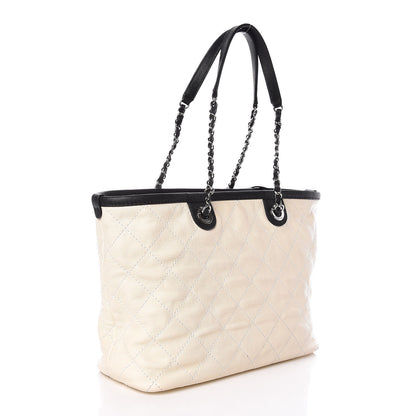 Chanel Grained Calfskin Quilted Small Daily Tote Dark White Black 4 of 10