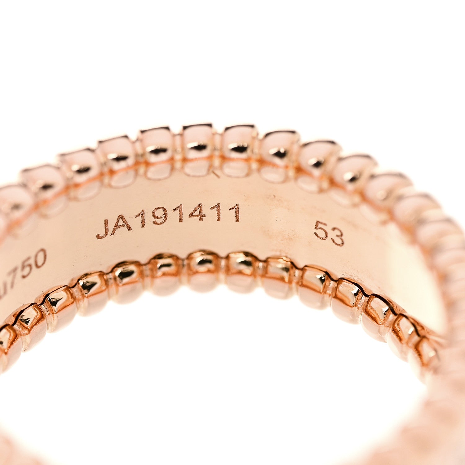 Van Cleef & Arpels 18K Rose Gold Perlee Signature Ring 53 6.5 5 of 5
