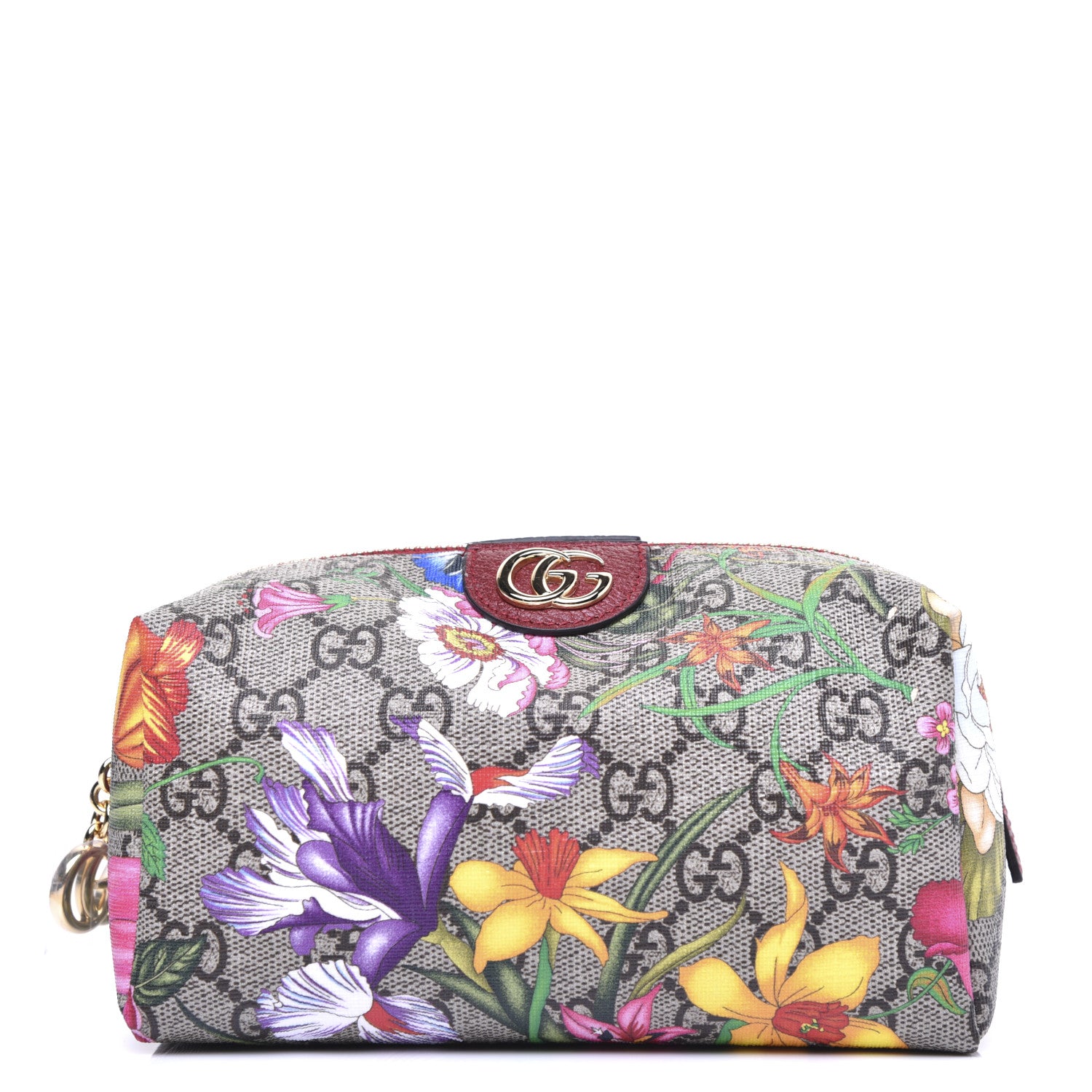 Gucci Soft GG Supreme Monogram Flora Calfskin Medium Ophidia Cosmetic Case Beige Ebony Multicolor Rosso 1 of 14