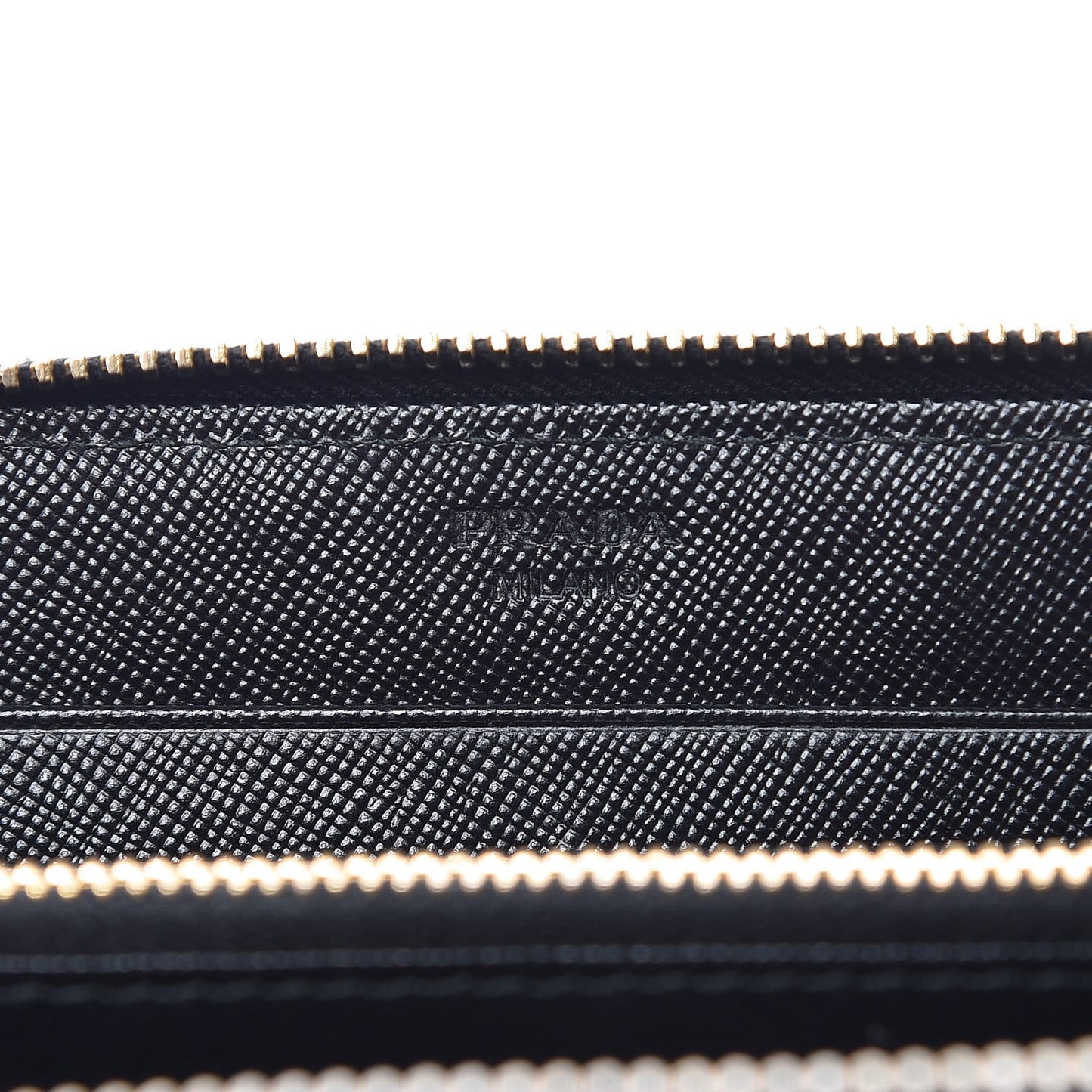 Saffiano Metal Zip Around Wallet Black