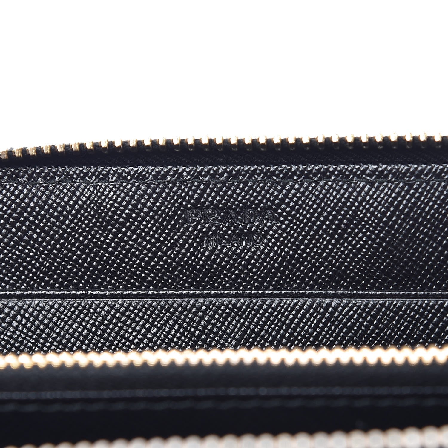 Prada Saffiano Metal Zip Around Wallet Black 6 of 10