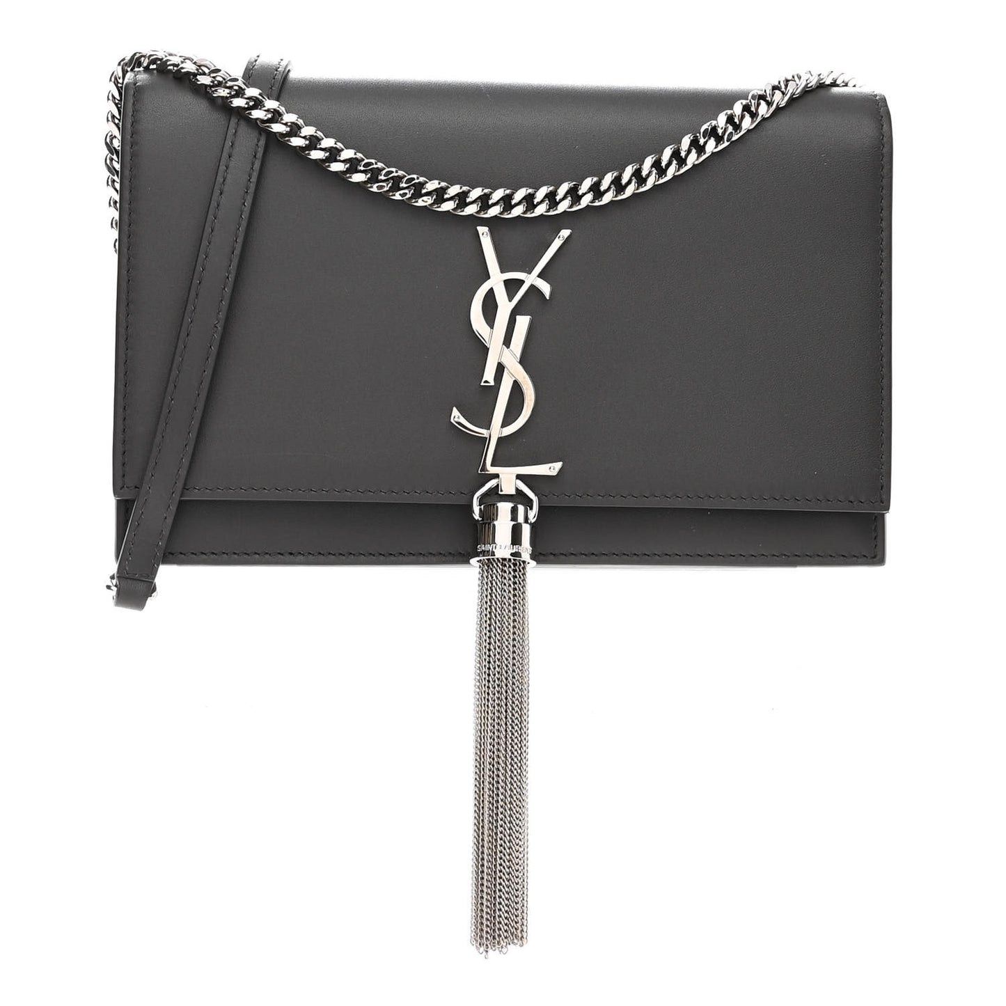 Smooth Calfskin Classic Monogram Kate Tassel Chain Wallet Asphalt