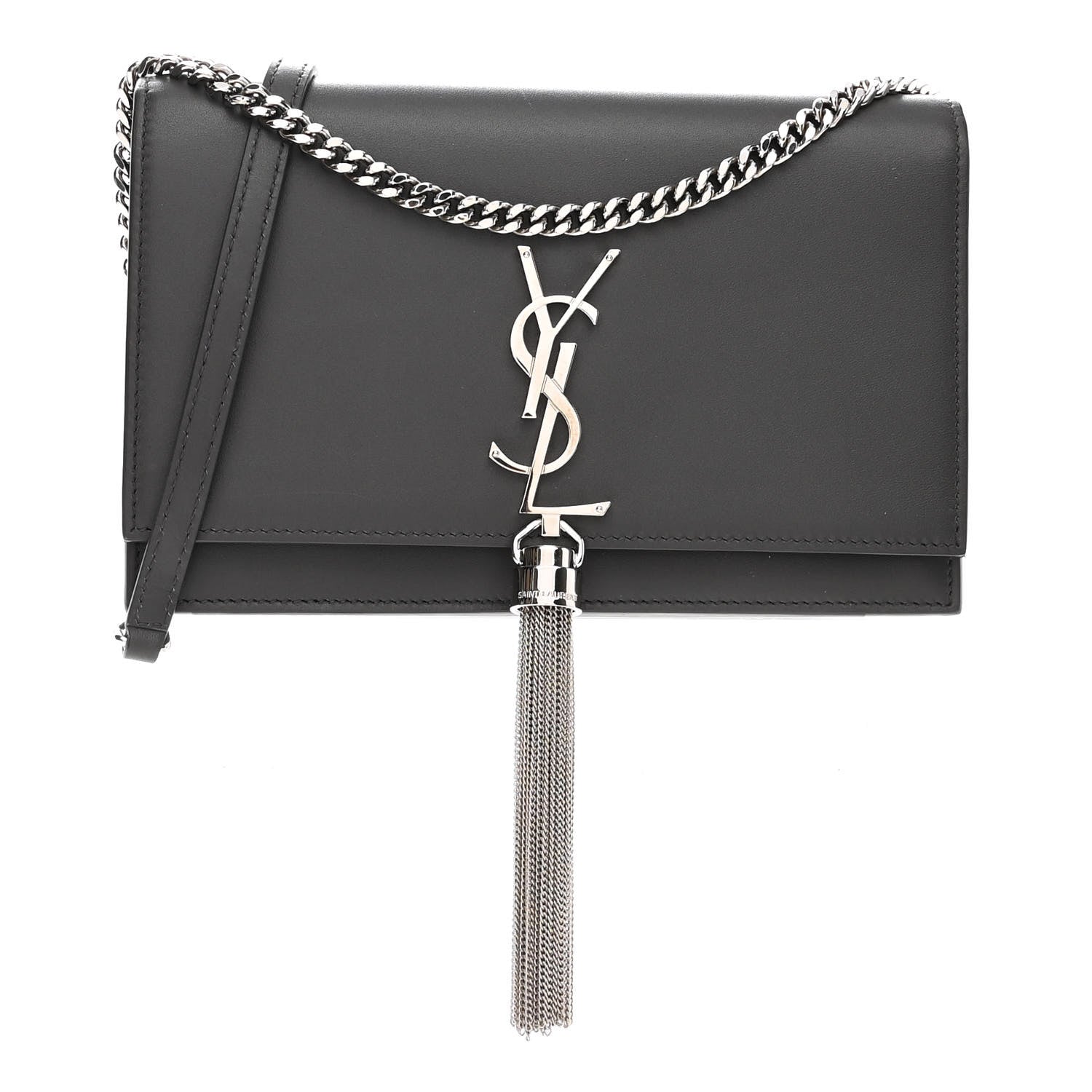 Saint Laurent Smooth Calfskin Classic Monogram Kate Tassel Chain Wallet Asphalt 1 of 9
