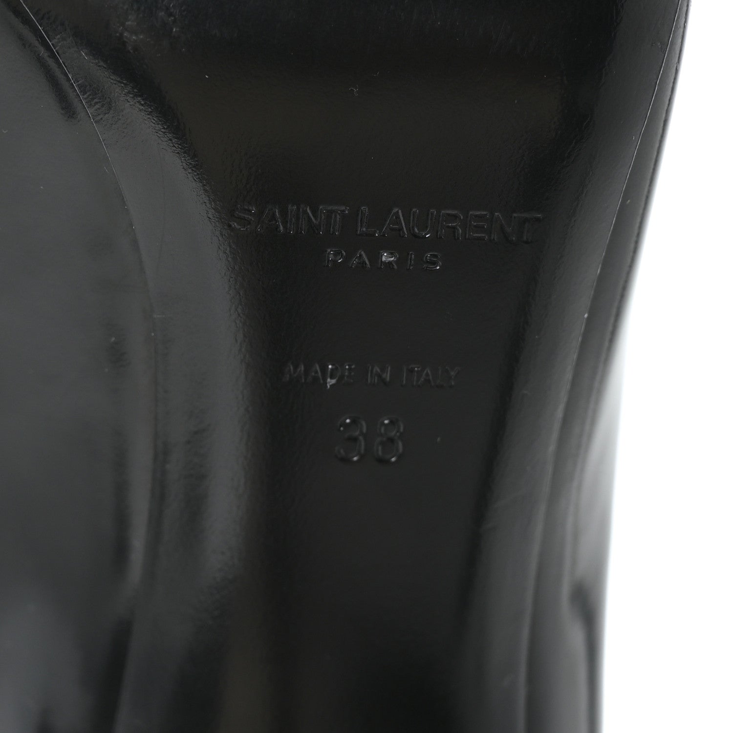 Saint Laurent Patent Calfskin Teddy High Vamp 105 Pumps 38 Black 8 of 10