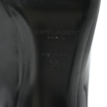 Saint Laurent Patent Calfskin Teddy High Vamp 105 Pumps 38 Black 8 of 10