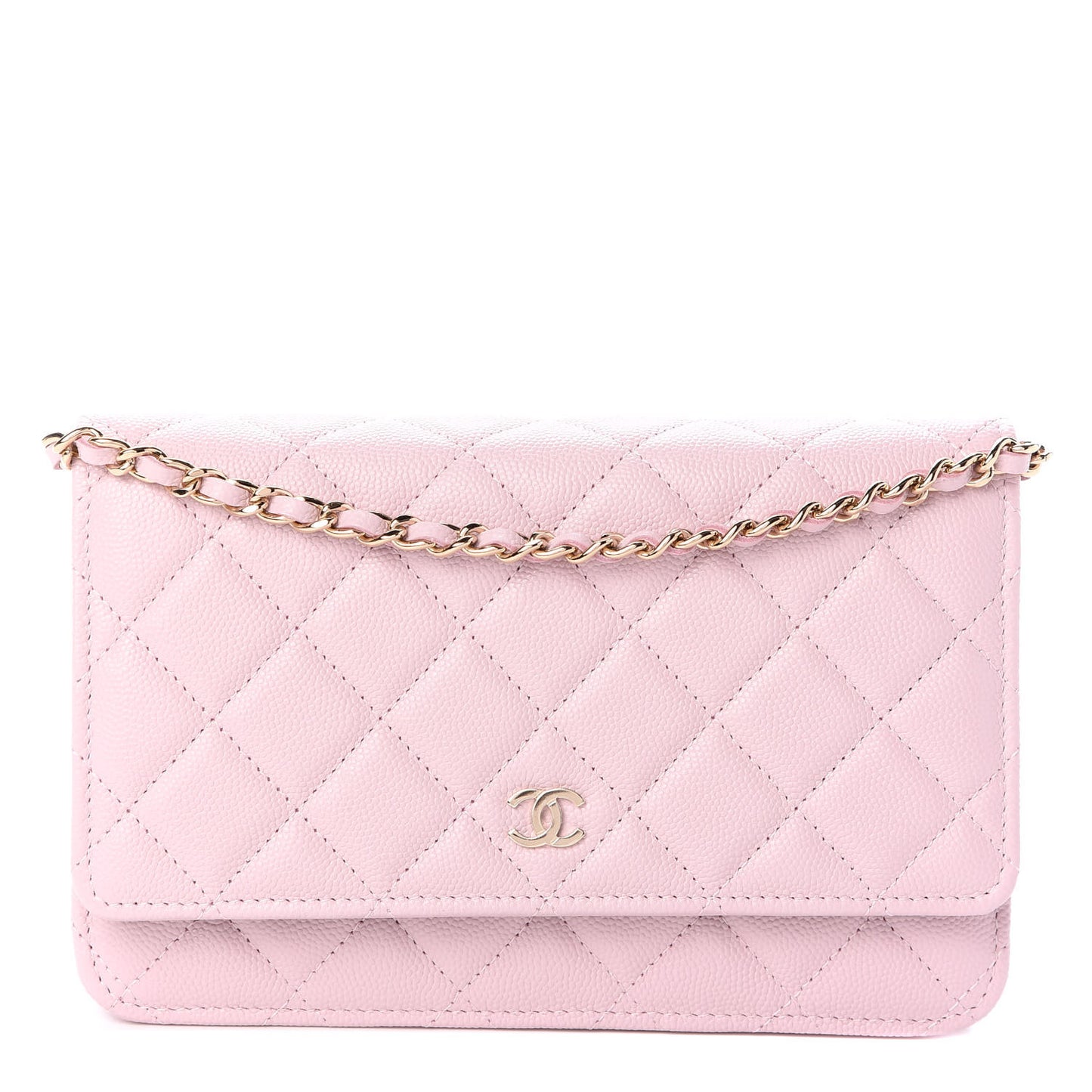 Caviar Quilted Wallet On Chain WOC Light Pink