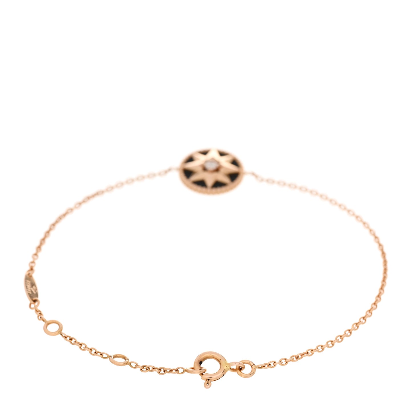 18K Rose Gold Diamond Black Onyx Rose Des Vents Bracelet