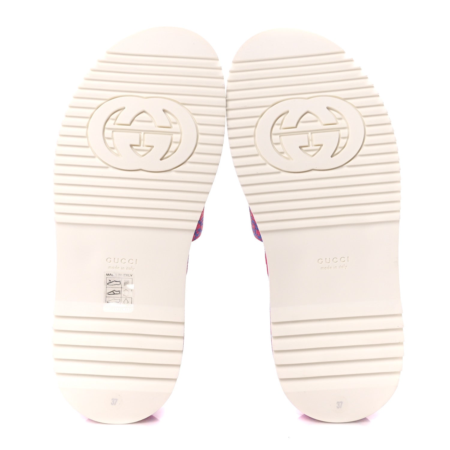 Gucci GG Supreme Joy Monogram Angelina Platform Slide Sandals 37 Fuxia Blue 5 of 10