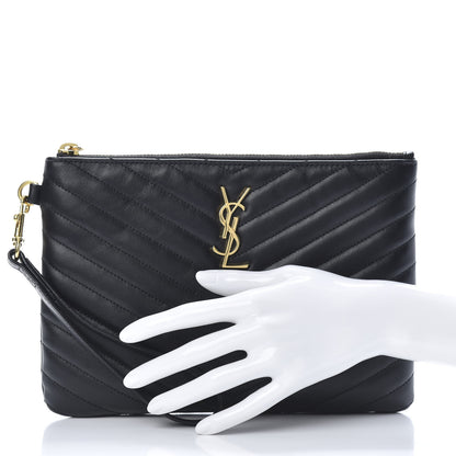 Saint Laurent Matelasse Chevron Monogram A5 Wristlet Black 2 of 8