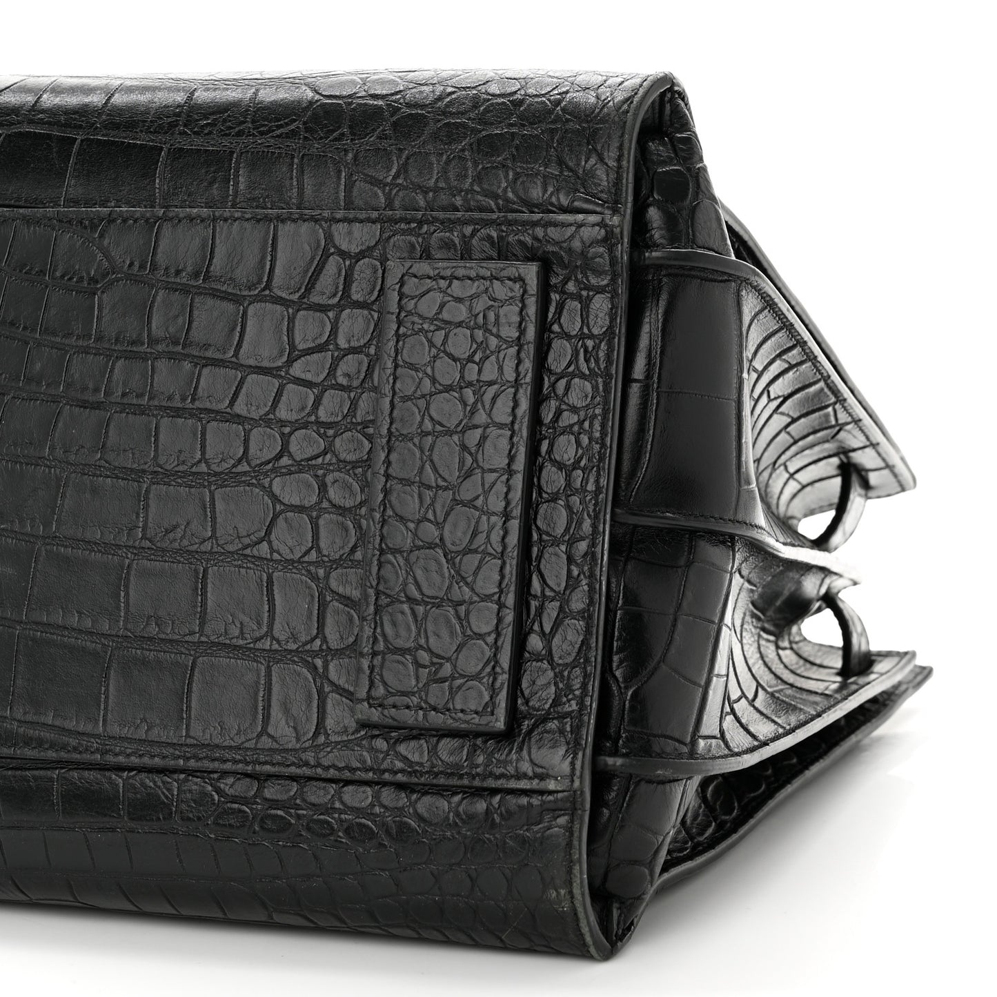 Calfskin Crocodile Embossed Medium Supple Sac de Jour Black