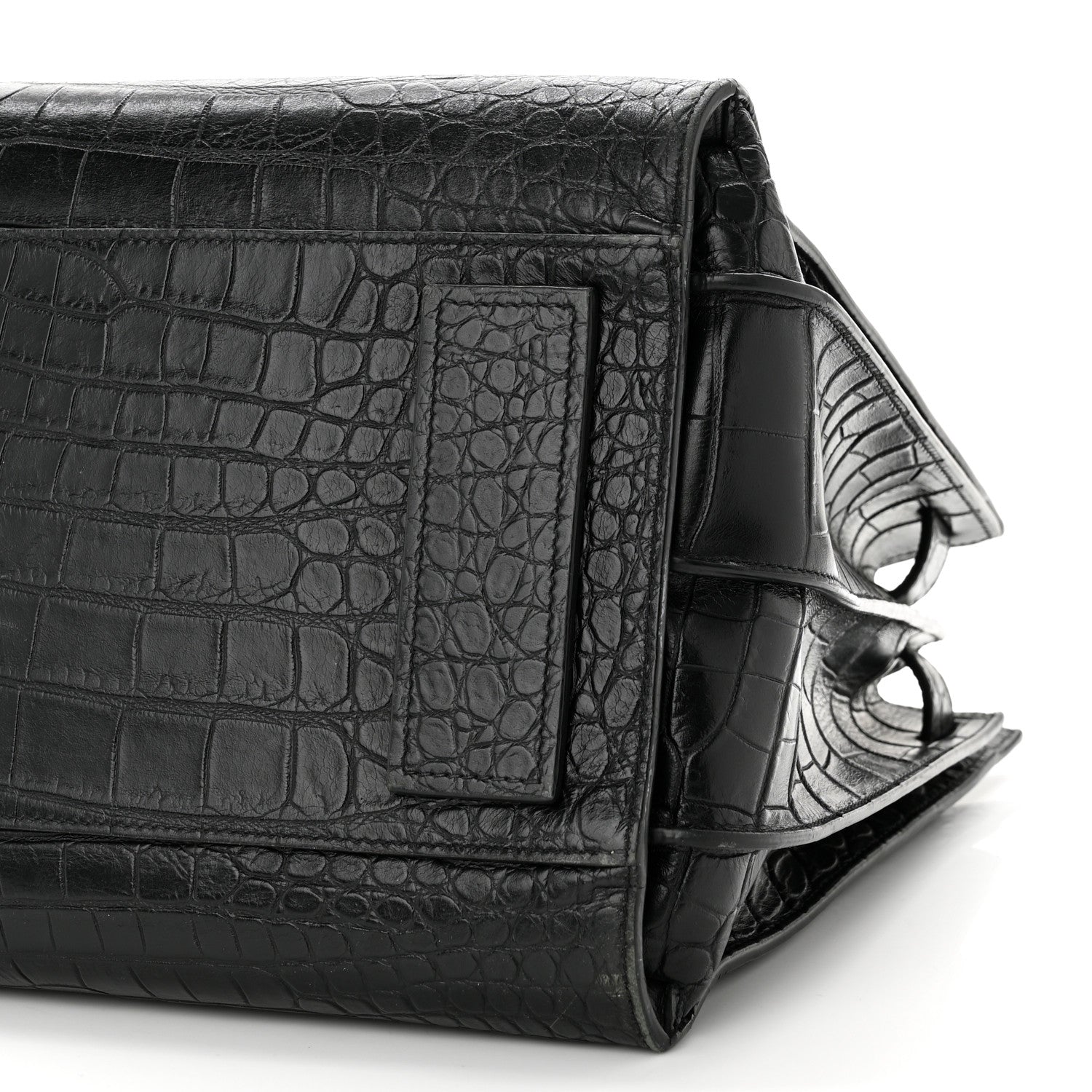 Saint Laurent Calfskin Crocodile Embossed Medium Supple Sac de Jour Black 9 of 11
