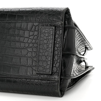 Saint Laurent Calfskin Crocodile Embossed Medium Supple Sac de Jour Black 9 of 11