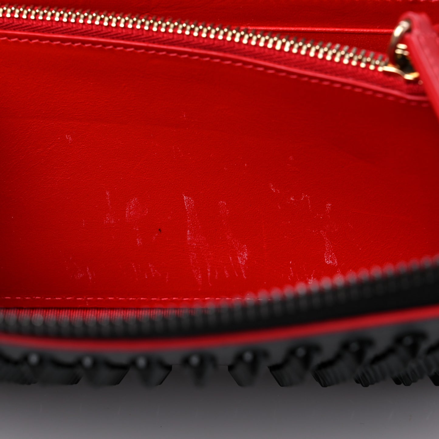 Calfskin Panettone Spiked Zip Around Wallet Black