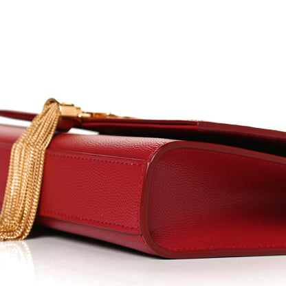 Saint Laurent Grain De Poudre Small Classic Monogram Kate Tassel Satchel Red 9 of 11