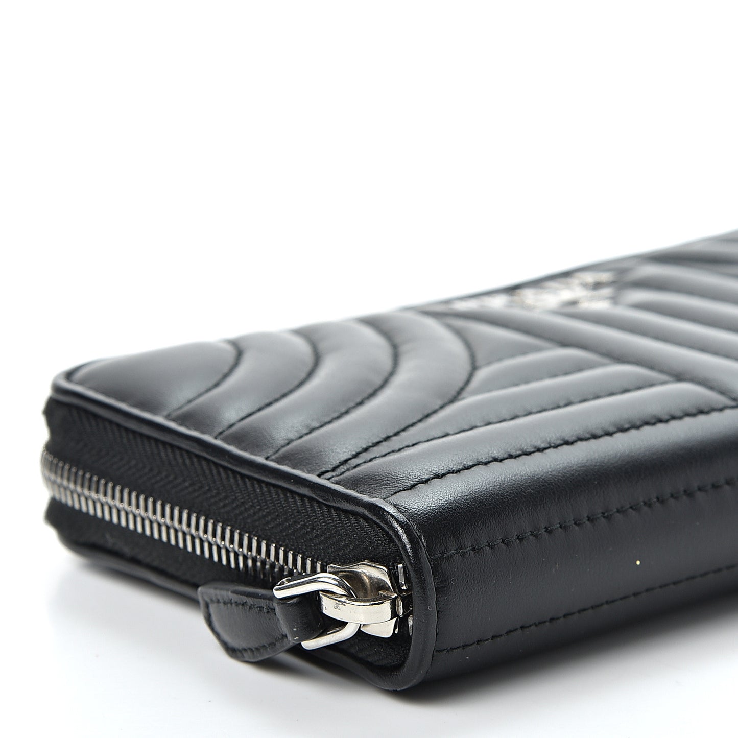 Soft Calfskin Diagramme Zip Around Wallet Black