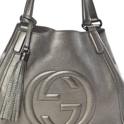 Gucci Metallic Pebbled Calfskin Medium Soho Shoulder Bag Sasso 8 of 10