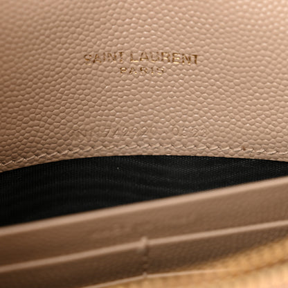 Saint Laurent Grain De Poudre Matelasse Chevron Monogram Chain Wallet Nude Powder 7 of 12