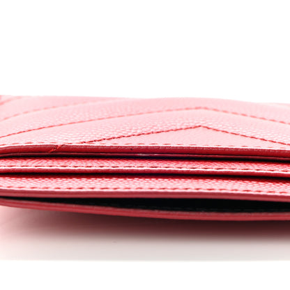 Saint Laurent Grain De Poudre Matelasse Chevron Monogram Credit Card Case New Red 12 of 14
