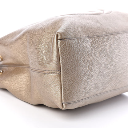 Gucci Metallic Pebbled Calfskin Medium Soho Chain Shoulder Bag Golden Beige 6 of 15