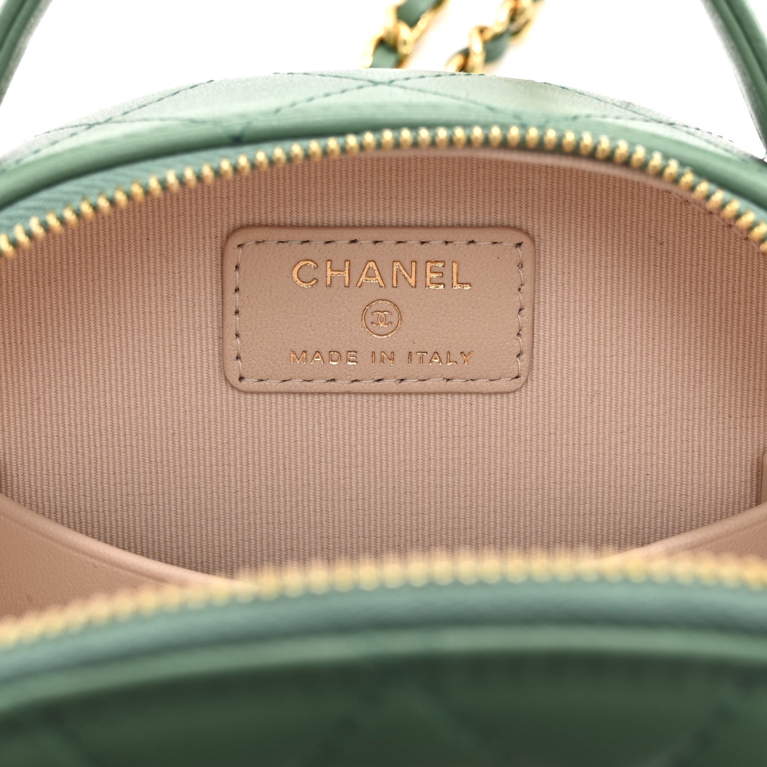 Chanel Lambskin Quilted Chic Riviera Top Handle Vanity Case Green 6 of 10