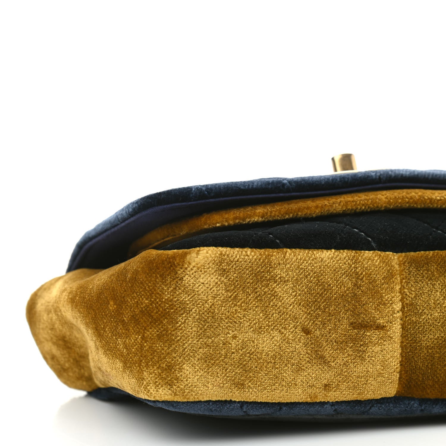 Chanel Velvet Quilted Small Camellia Flap Navy Yellow Charcoal 8 of 9