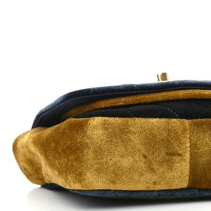 Chanel Velvet Quilted Small Camellia Flap Navy Yellow Charcoal 8 of 9