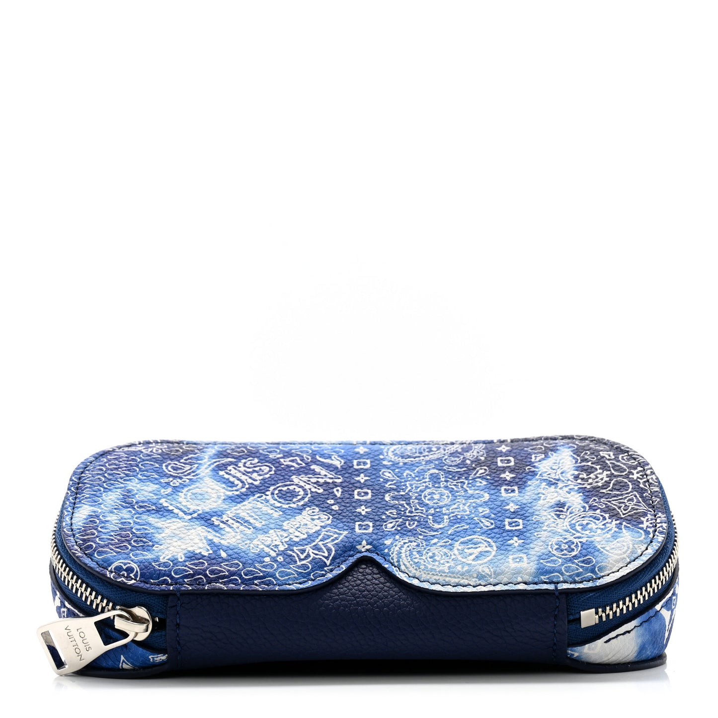 Cowhide Monogram Bandana Sunglasses Case GM Blue White