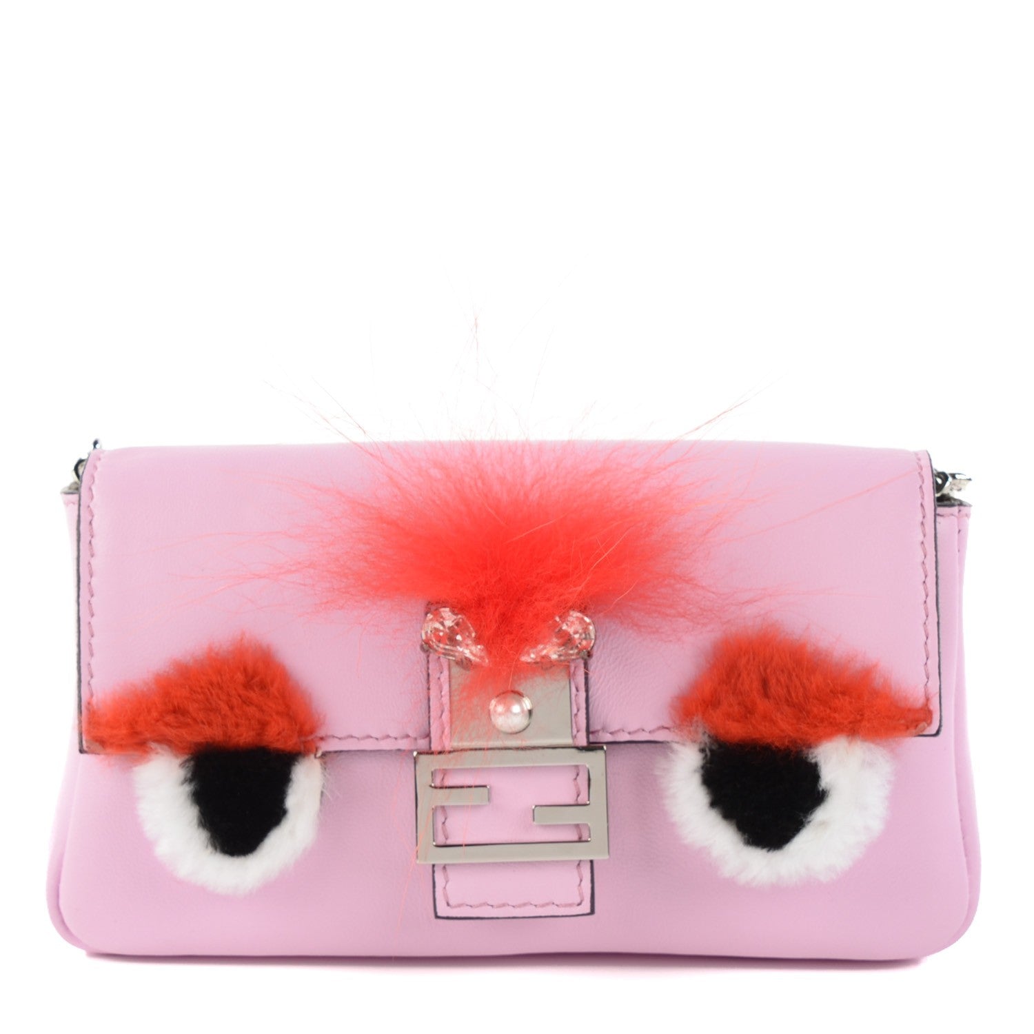 Fendi Nappa Rabbit Fox Fur Micro Buggie Baguette Lavanda 1 of 8