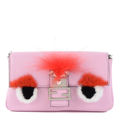 Fendi Nappa Rabbit Fox Fur Micro Buggie Baguette Lavanda 1 of 8