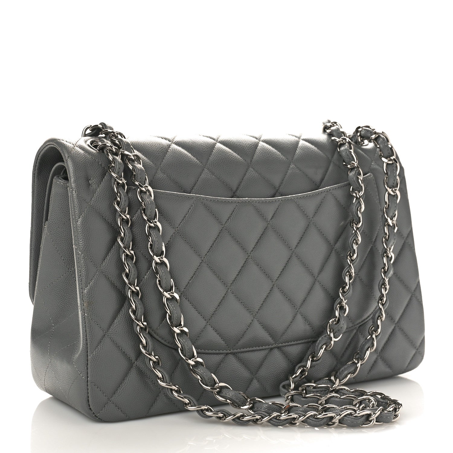 Chanel Caviar Quilted Jumbo Double Flap Grey 2 of 9
